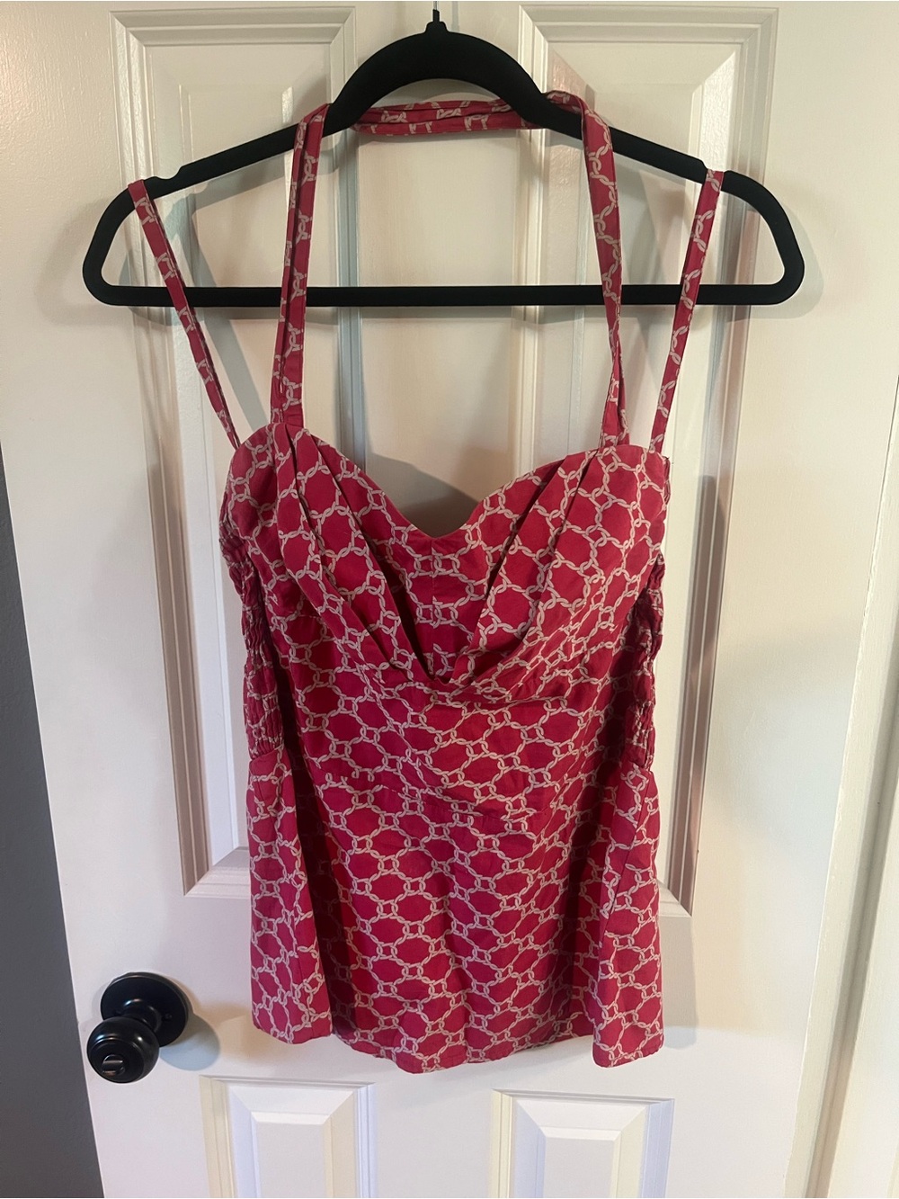 Pink Patterned Cowl Neck Camisole Top